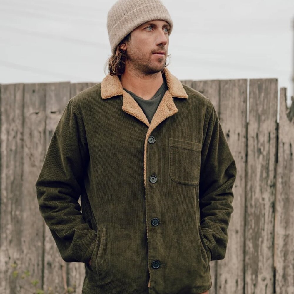 Mollusk Surf Shop Mack Trucker Jacket Sherpa Lined - Medium - Forest Green